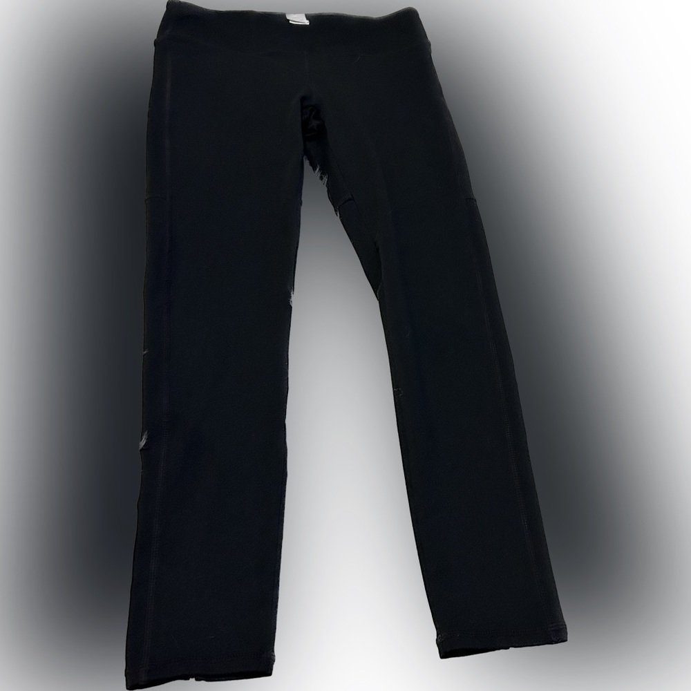 Fabletics Solid Black Leggings Mesh Down Center E… - image 1